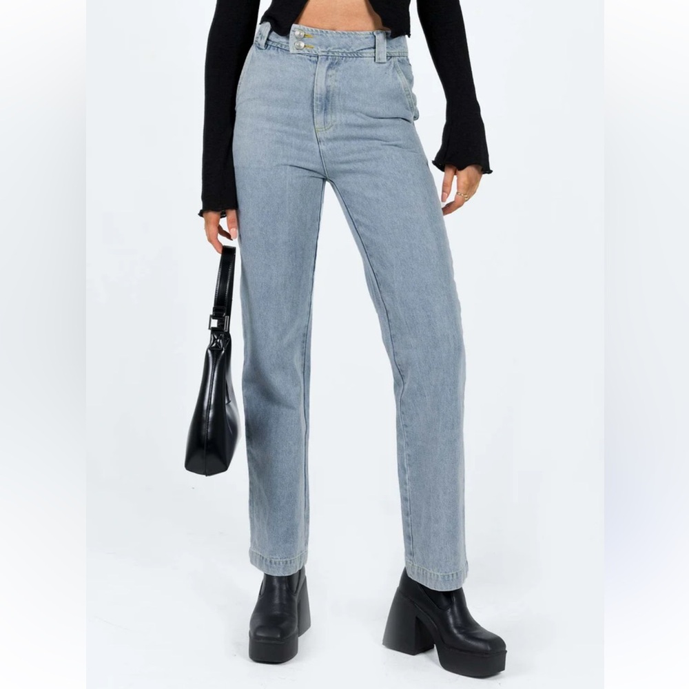 Princess Polly Light Blue Straight Leg Jeans